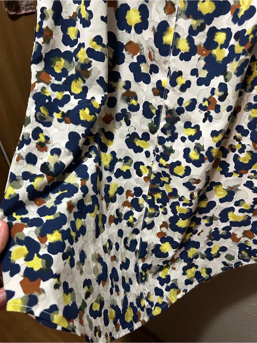 CAbi Sleeveless Ruffle Neck Blouse - White, Navy & Yellow - Picture 4 of 8